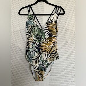 Hurley Green and Yellow One Piece Swimsuit Tropical Print